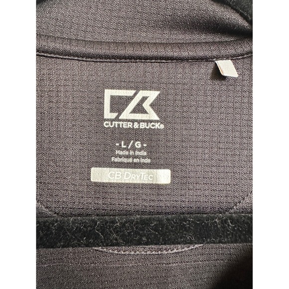 Cutter Buck Mens Large Black DryTec Golf Polo Shirt Short Sleeve Performance - Picture 2 of 5